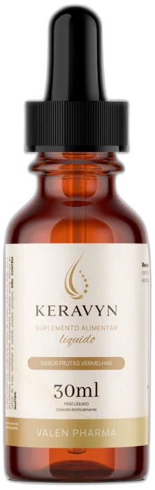 Frasco do Keravyn Hair Drops, 30 ml, sabor frutas vermelhas